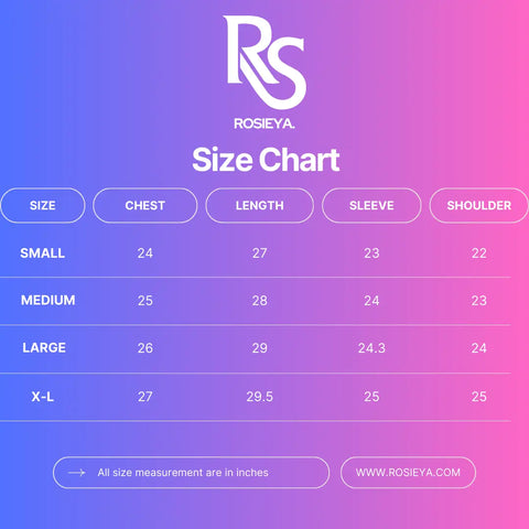ROSIEYA SIZE CHART